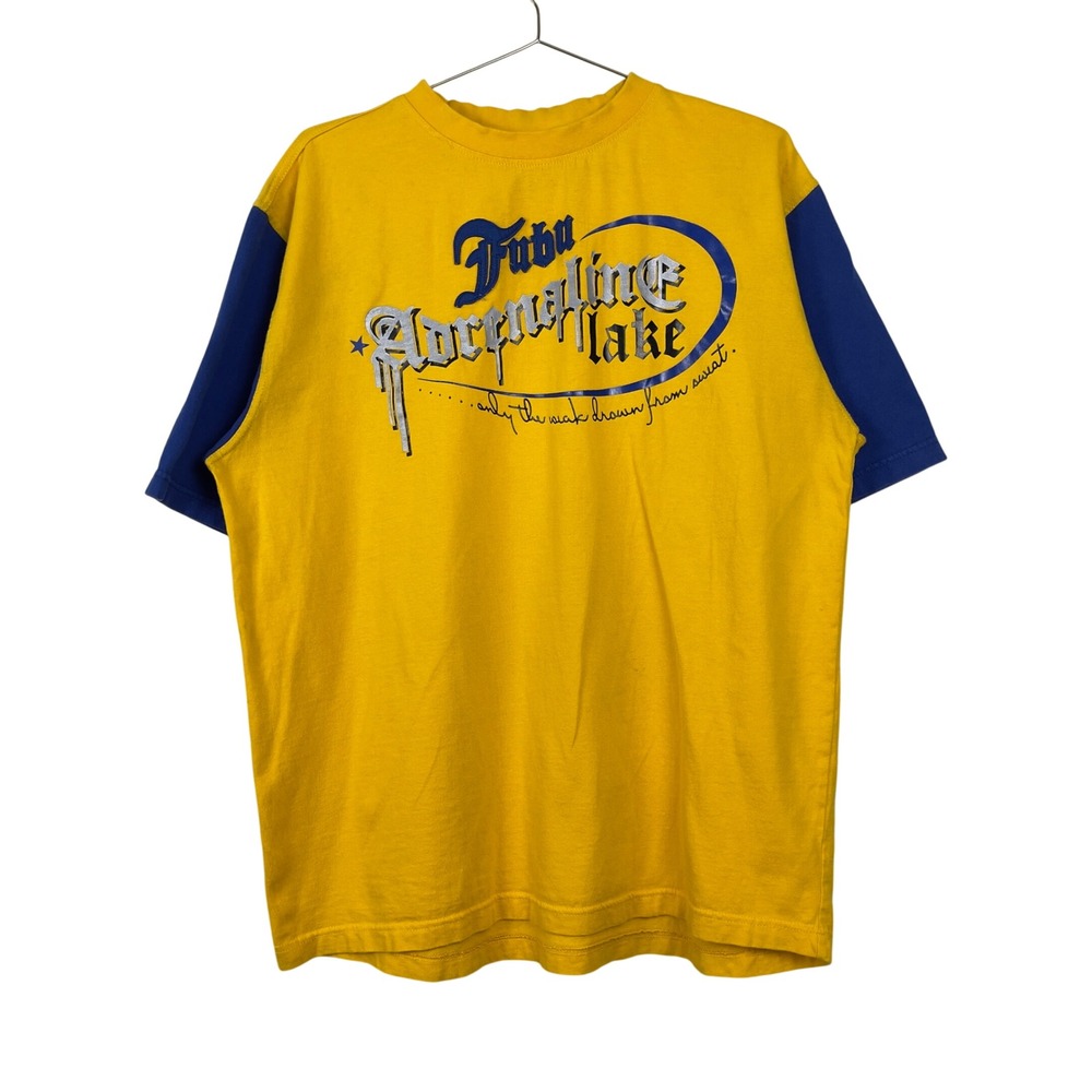 Vintage Y2K FUBU Graphic T-Shirt Large‎ Yellow Blue Hip Hop Rap Streetwear